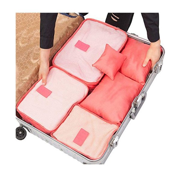6-Piece Waterproof Travel Storage Bag Set: Portable Luggage Organizer for Clothes, Cosmetics, Shoes, Under-Garments, etc. (Random Color)