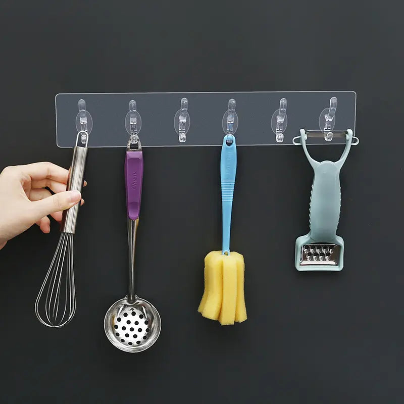 6-in-1 Strong Magic Hanger for Home, Kitchen, Washroom, Office - Transparent, Self-Adhesive, & Removable (Buy 1, Get 1 Free)