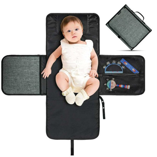 Portable Baby Diaper Changing Mat – Waterproof, Foldable & Multi-Purpose (2 Pockets for Wipes & Pampers, Built-in Pillow)