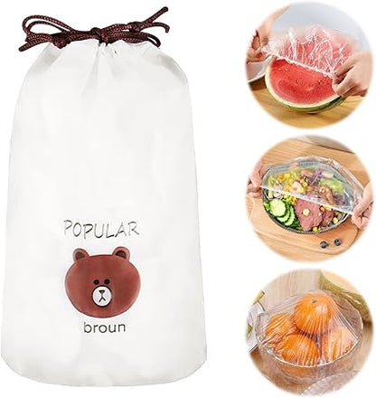 (100 Pcs) Food-Grade Disposable Plastic Wrap Covers  - Multi-Purpose, Insect-proof, Dust-Proof