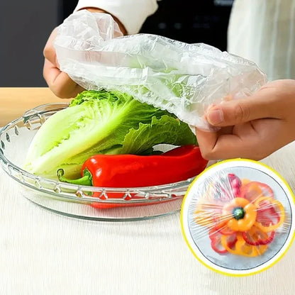 (100 Pcs) Food-Grade Disposable Plastic Wrap Covers  - Multi-Purpose, Insect-proof, Dust-Proof