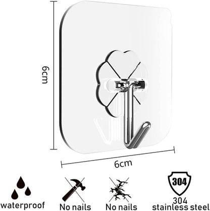 360° Rotating Strong Magic Hooks for Home Décor, Kitchen, Washroom, Office, Self-Adhesive (Multi-Function Hooks- Pack of 10)