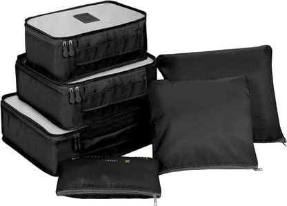 6-Piece Waterproof Travel Storage Bag Set: Portable Luggage Organizer for Clothes, Cosmetics, Shoes, Under-Garments, etc. (Random Color)
