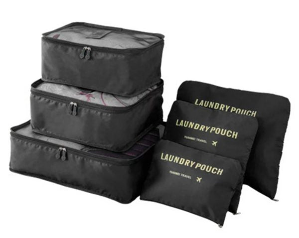 6-Piece Waterproof Travel Storage Bag Set: Portable Luggage Organizer for Clothes, Cosmetics, Shoes, Under-Garments, etc. (Random Color)