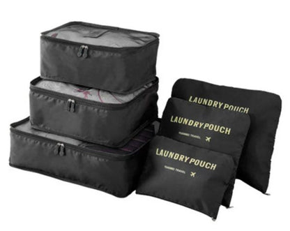 6-Piece Waterproof Travel Storage Bag Set: Portable Luggage Organizer for Clothes, Cosmetics, Shoes, Under-Garments, etc. (Random Color)
