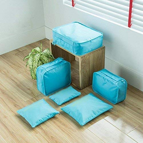 6-Piece Waterproof Travel Storage Bag Set: Portable Luggage Organizer for Clothes, Cosmetics, Shoes, Under-Garments, etc. (Random Color)