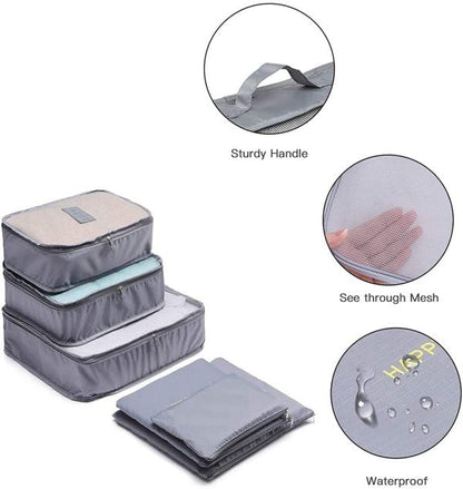 6-Piece Waterproof Travel Storage Bag Set: Portable Luggage Organizer for Clothes, Cosmetics, Shoes, Under-Garments, etc. (Random Color)