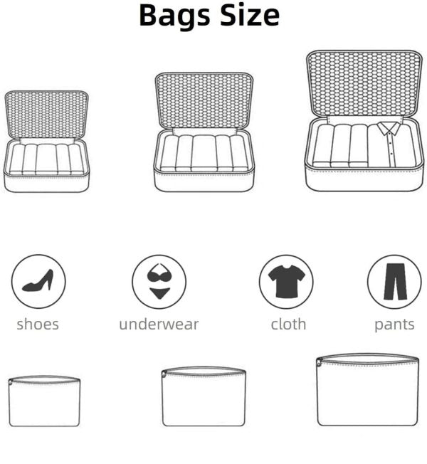 6-Piece Waterproof Travel Storage Bag Set: Portable Luggage Organizer for Clothes, Cosmetics, Shoes, Under-Garments, etc. (Random Color)