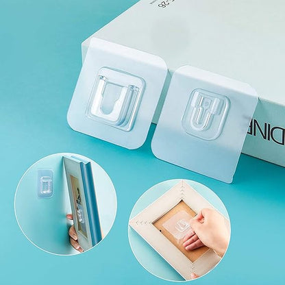 Strong Magic Hooks for Home, Décor, Kitchen, Washroom, Office, etc., Self-Adhesive (Pair Hooks - Pack of 10 Pairs, 20 Hooks)