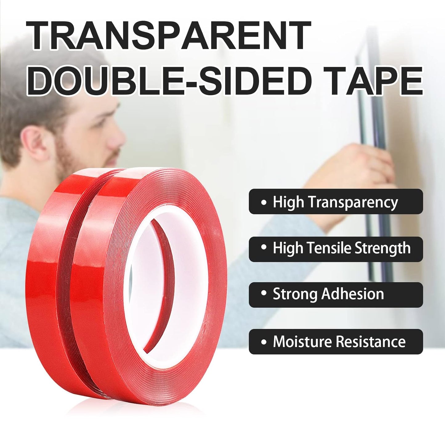 Heavy-Duty Double-Sided Transparent Tape – Strong , Removable (10mm x 10m)