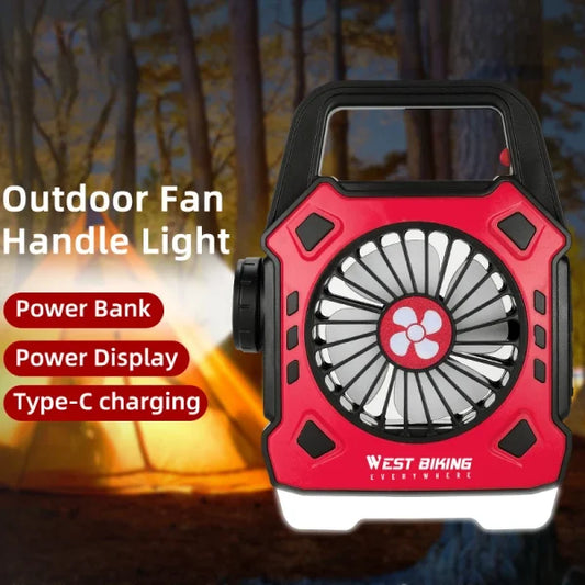 Outdoor Mini Electric Fan Rechargeable Flashlight Emergency Power Bank For Hiking Fishing (random Color)
