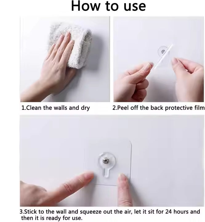 Magic Hooks for Home, Décor, Office, Washroom - Strong & Transparent (Screw)