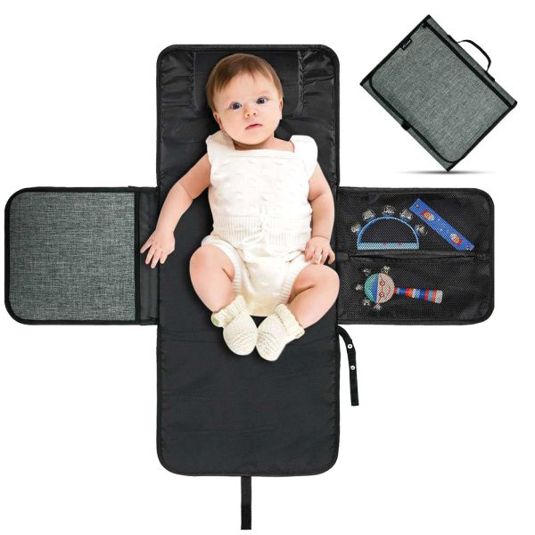 Portable Baby Diaper Changing Mat – Waterproof, Foldable & Multi-Purpose (2 Pockets for Wipes & Pampers, Built-in Pillow)
