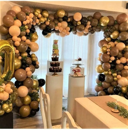 Balloon Garland Kit for Birthdays, Baby Showers, Weddings & More! (155 Balloons; Various Sizes - Coffee Brown Theme)