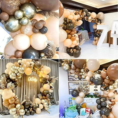 Balloon Garland Kit for Birthdays, Baby Showers, Weddings & More! (155 Balloons; Various Sizes - Coffee Brown Theme)