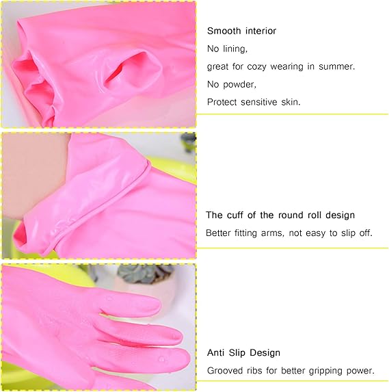 Non-Slip Rubber Gloves for Kitchen, Laundry, and Household Cleaning