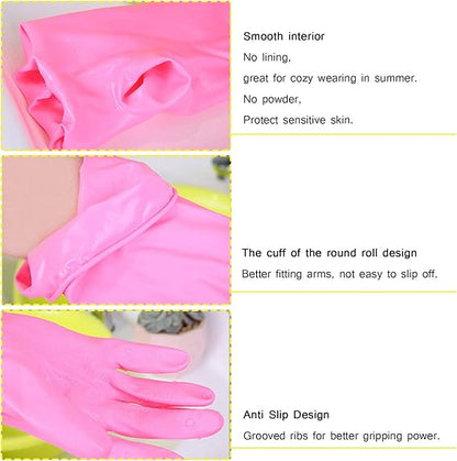 Non-Slip Rubber Gloves for Kitchen, Laundry, and Household Cleaning