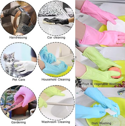 Non-Slip Rubber Gloves for Kitchen, Laundry, and Household Cleaning