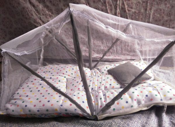 Fancy Baby Sleeping Bed with Mosquito Net & Pillow – Foldable, Safe & Comfortable for Newborns