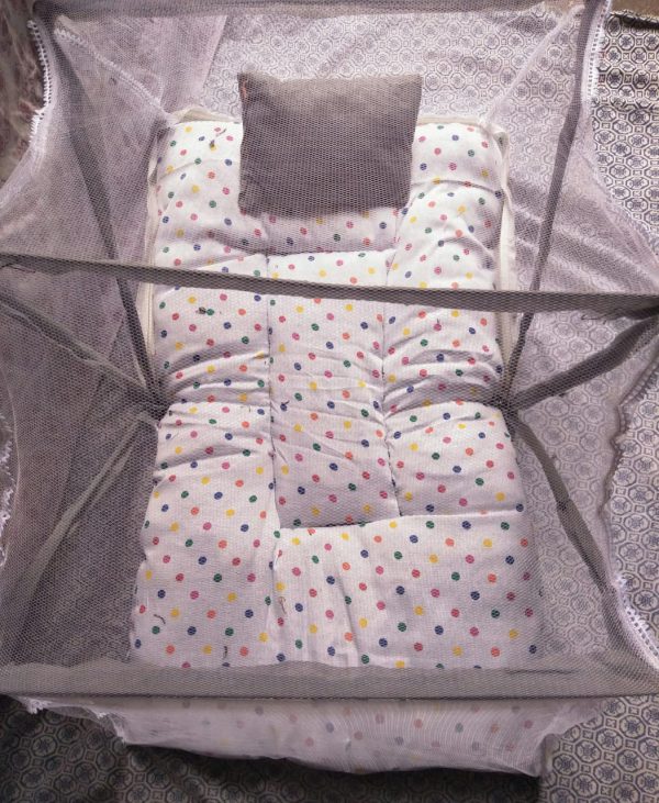 Fancy Baby Sleeping Bed with Mosquito Net & Pillow – Foldable, Safe & Comfortable for Newborns