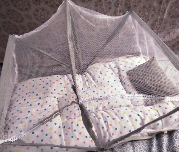 Fancy Baby Sleeping Bed with Mosquito Net & Pillow – Foldable, Safe & Comfortable for Newborns