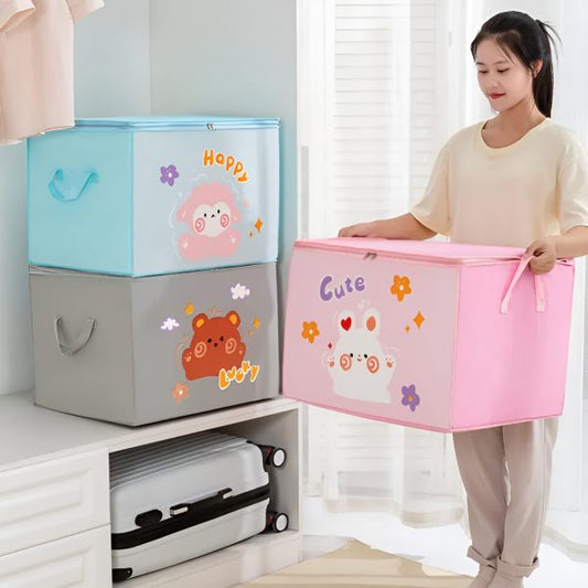 Adorable Storage Box/ Organizer for Clothes, Toys & Household Items - Cartoon Print, Different Colors