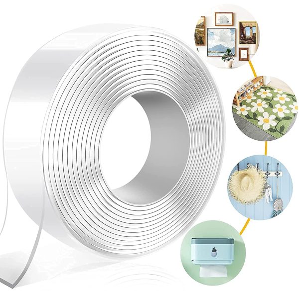 Strong Double-Sided Tape – for Home, Kitchen, Office, School Posters, etc.  - Transparent, Removable & Re-usable