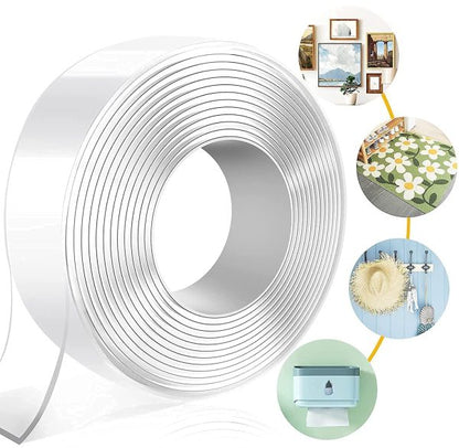 Strong Double-Sided Tape – for Home, Kitchen, Office, School Posters, etc.  - Transparent, Removable & Re-usable