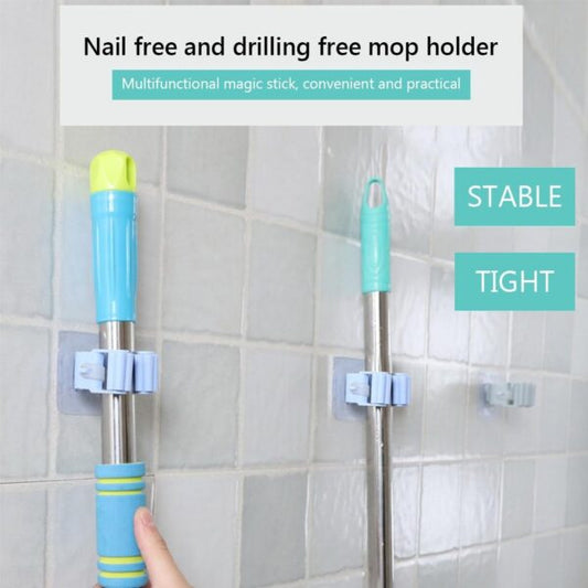 Strong Mop & Broom Holder: Wall-Mounted Magic Hanger & Organizer (Pack of 5, Random Color)