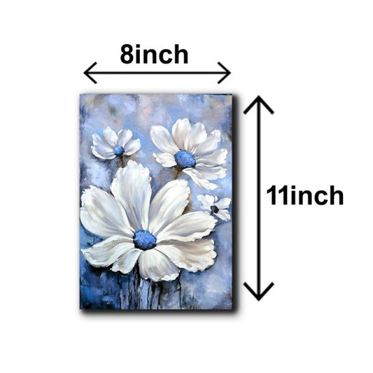 (Set of 5) Blue Flowers Wall Art – Beautiful Wooden Photos for Home Decoration