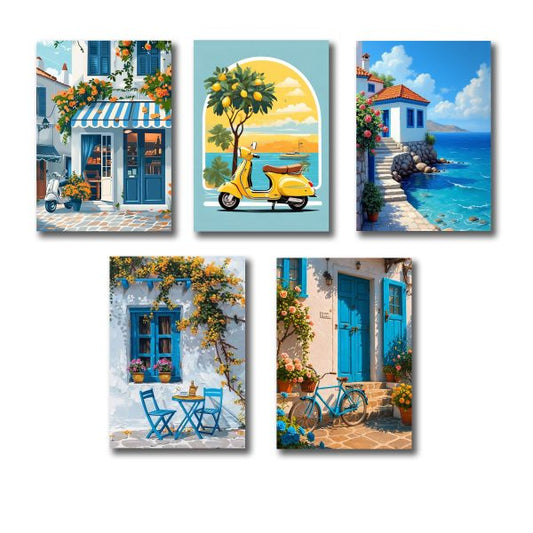 (Set of 5) Italian Vintage Home Art – Beautiful Wooden Frames for Home Decoration
