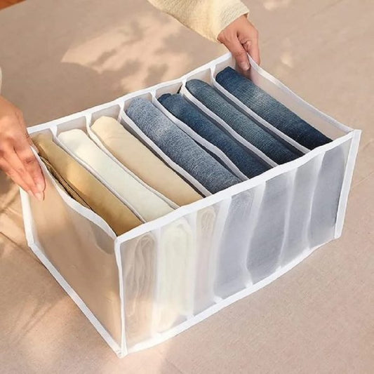 Wardrobe Organizer for Jeans, Clothes - Foldable, Washable, Transparent, Lightweight
