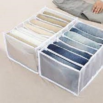 Wardrobe Organizer for Jeans, Clothes - Foldable, Washable, Transparent, Lightweight