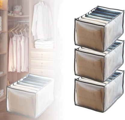 Wardrobe Organizer for Jeans, Clothes - Foldable, Washable, Transparent, Lightweight